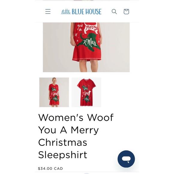 Little Blue House Red Sleepshirt with Christmas Dogs One Size - Picture 4 of 4